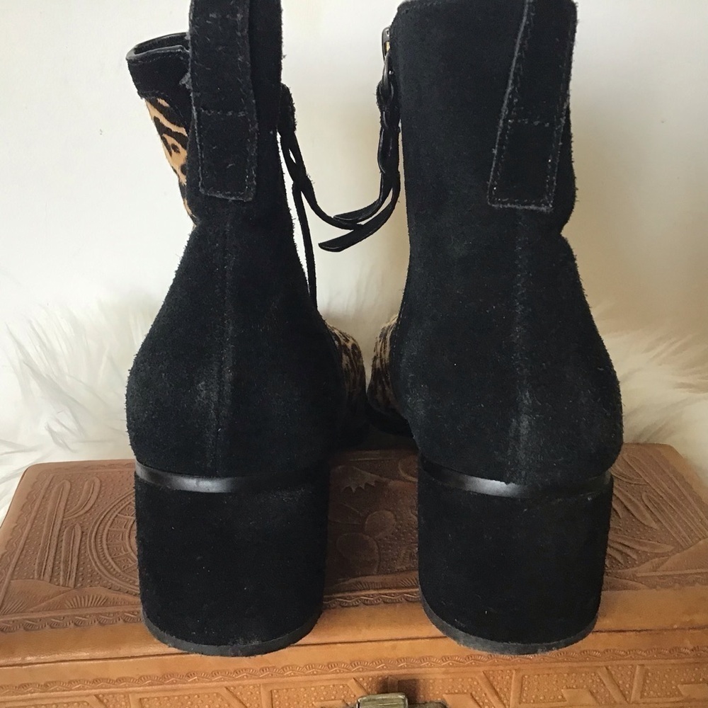 Anthropologie Splendid Leopard print Calf Hair/Suede Rosalie side zip Boots 8.5 - Picture 6 of 10